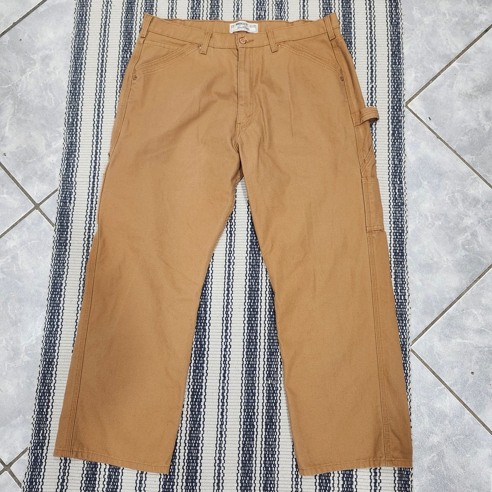 Levi Strauss Signature Mens 40x30 Brown Duck Canvas Carpenter Workwear Pants - Picture 1 of 8